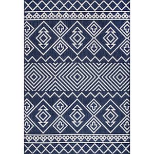 Celine Aztec Blue Doormat 3 ft. 6 in. x 5 ft. Indoor/Outdoor Patio Area Rug