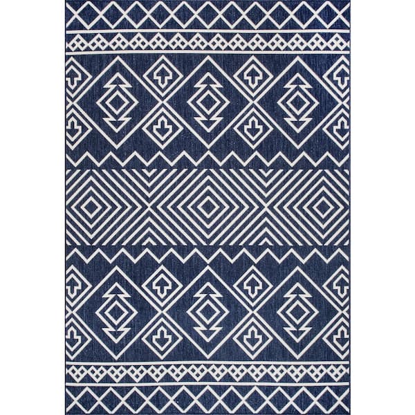 nuLOOM Celine Aztec Blue 4 ft. x 6 ft. Indoor/Outdoor Patio Area Rug ...