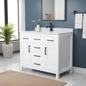 Beckett 42 in. W x 22 in. D x 35 in. H Single Sink Bath Vanity in White with White Cultured Marble Top