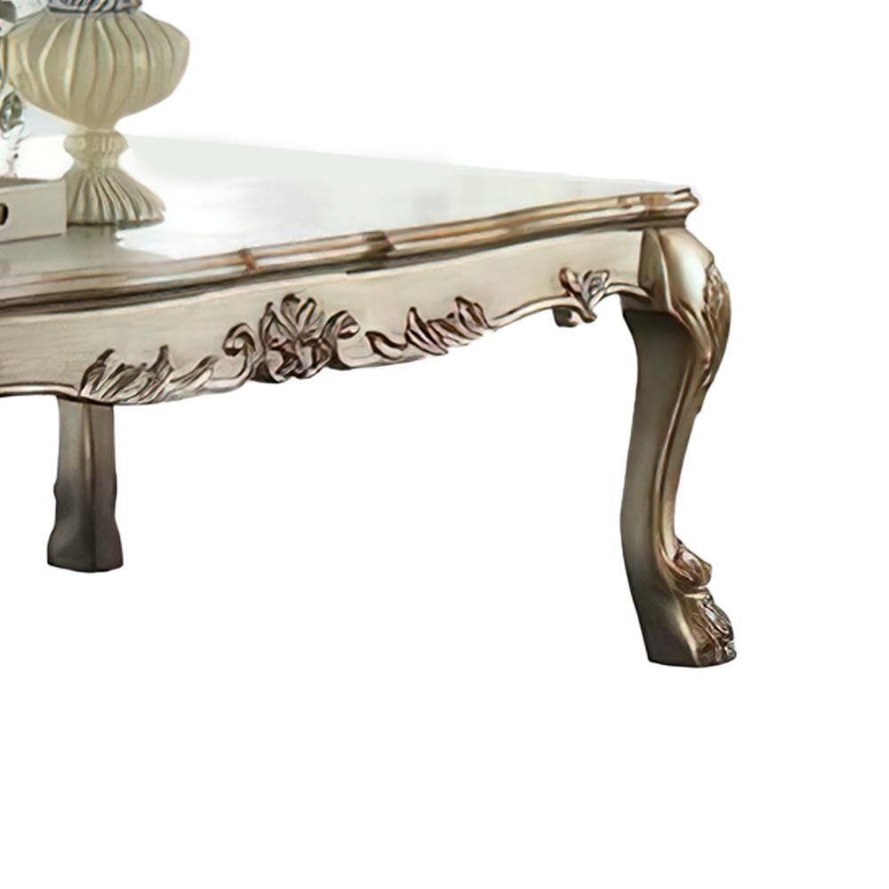 Dresden Gold Patina Rectangular Wood Coffee Table with Storage