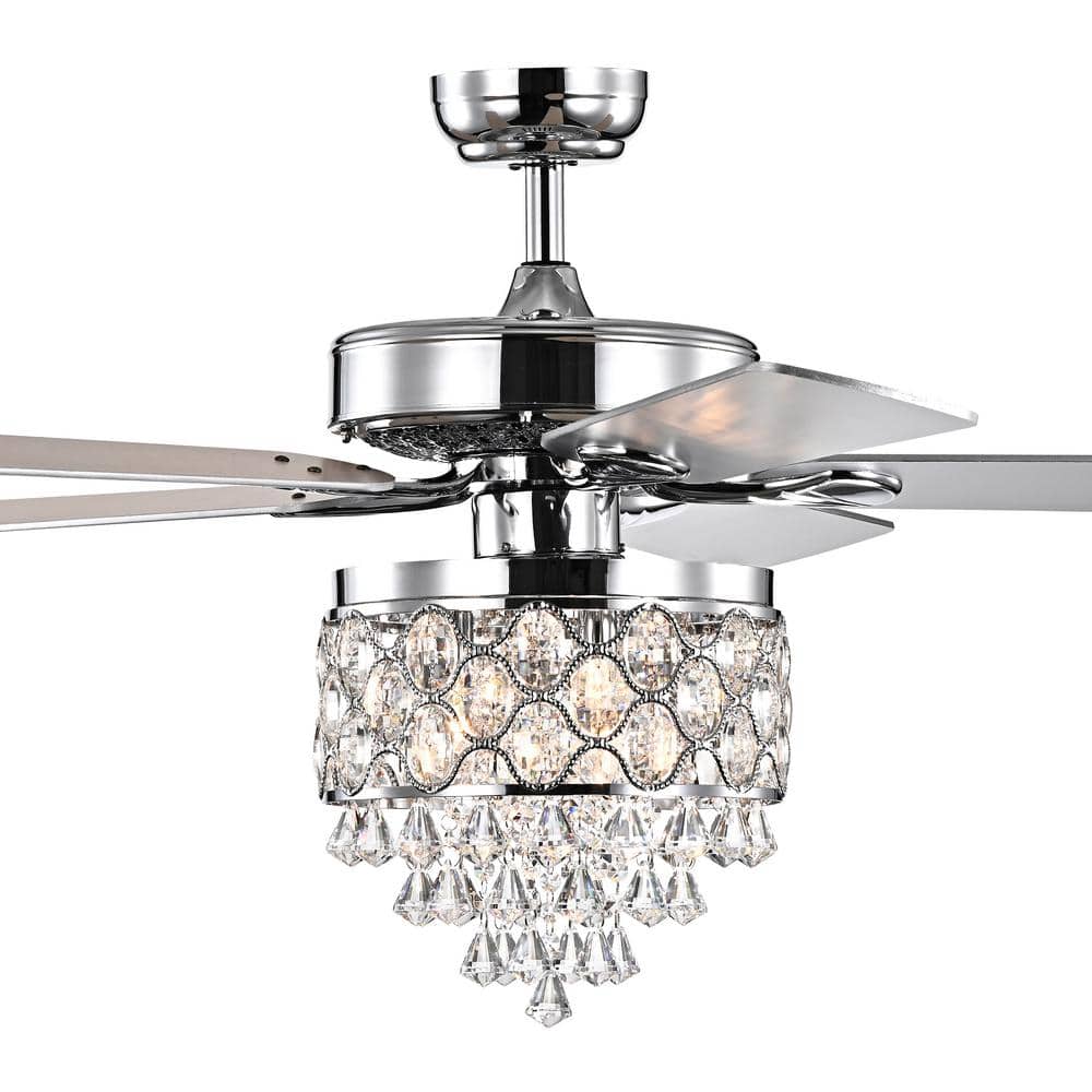 Jay 52 in. Indoor Chrome Finish Remote Controlled Ceiling Fan with Light Kit price history on PriceWatchPro