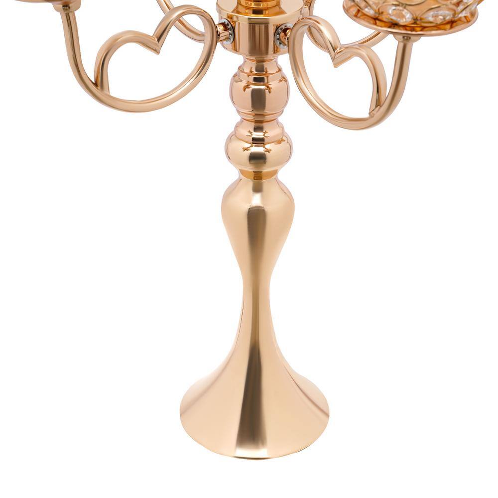 Gold Crystal 5-Arm Tabletop Candelabra Set