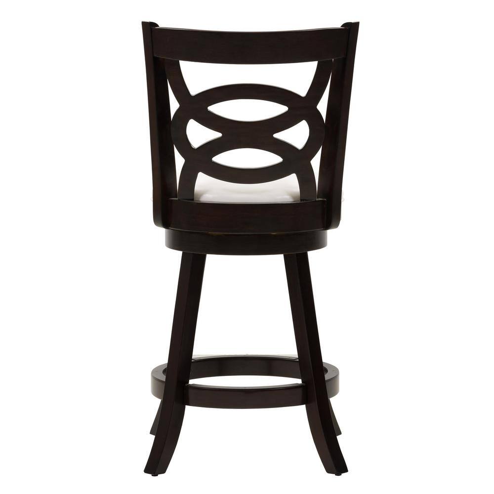 Elegant Woodgrove High Back Swivel Barstool Set, Cappuccino and White