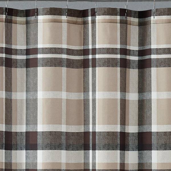 Truly Soft Paulette 72 In Plaid Taupe, Plaid Shower Curtains