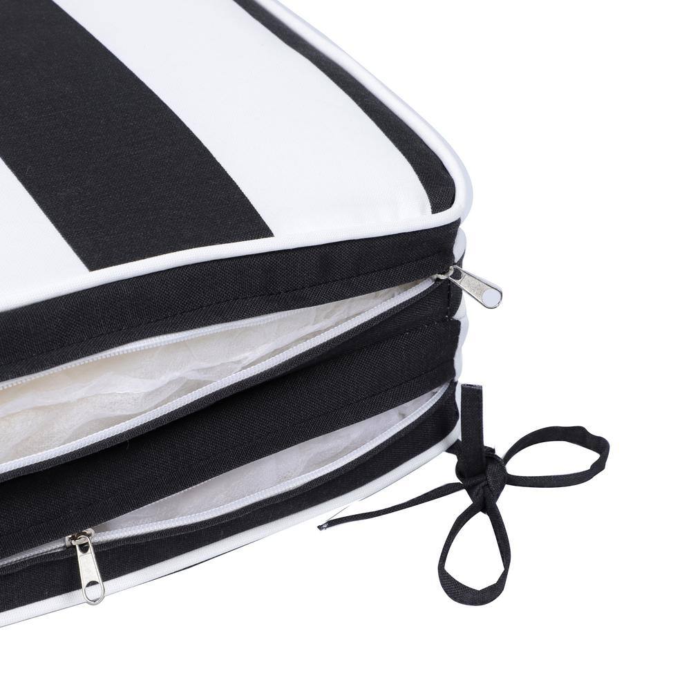 Black and White Striped Outdoor Chaise Lounge Cushion