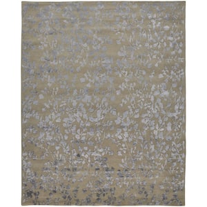 5 X 8 Tan and Gray Floral Area Rug