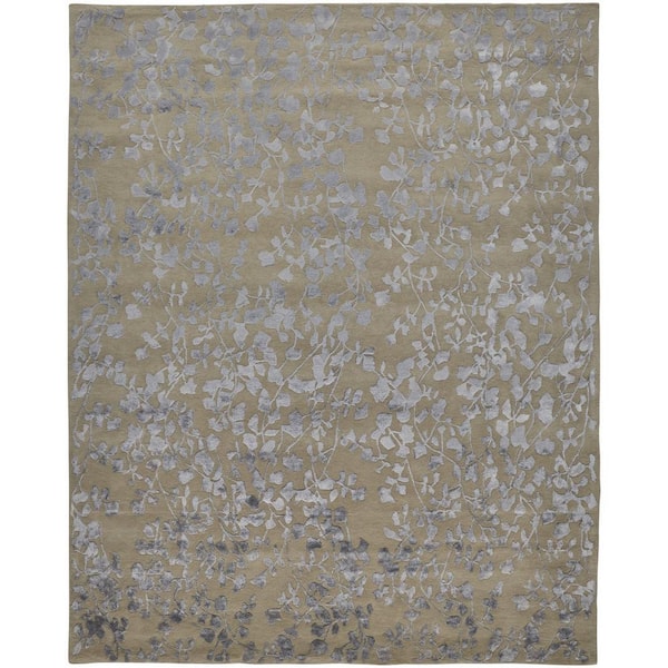 HomeRoots Tan and Gray Floral 5 ft. x 8 ft. Area Rug