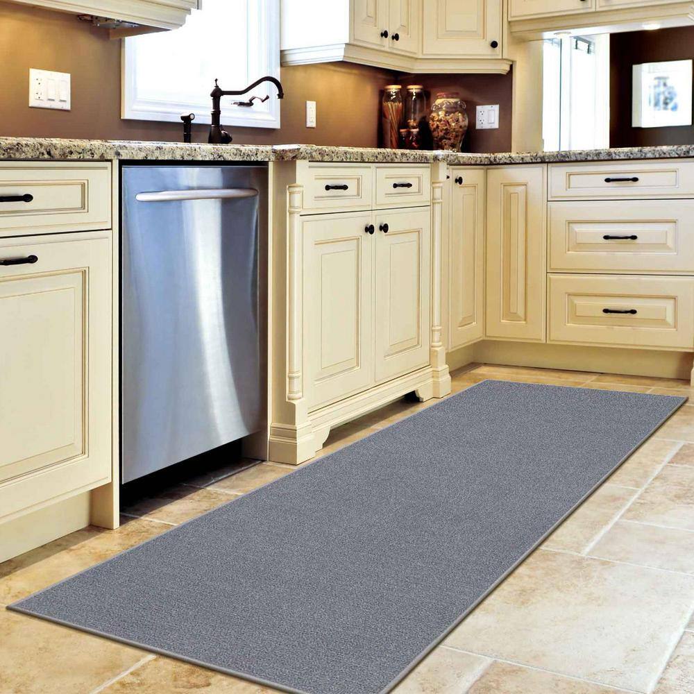 Gray Machine Washable Non-Slip Runner Rug