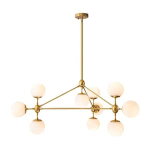 Machael 10-Light Gold Modern Opal Glass Globe Bubble Chandelier