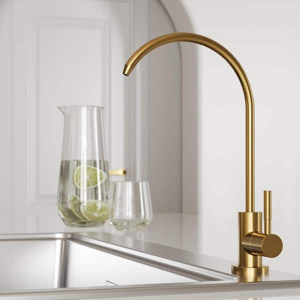 10 in. 1-Handle Beverage Faucet, Filtered Water Faucet for Water Filtration System in Brushed Gold