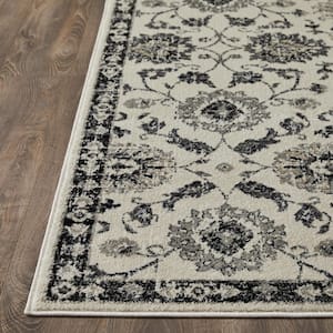 Celena Ashbil Cream 6 ft. 7 in. x 9 ft. 2 in. Floral Polypropylene Area Rug