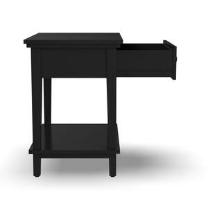 Oak Park 1-Drawer Black Open Storage Nightstand