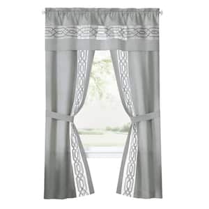 Paige 5-piece Silver Polyester 55 in. W x 84 in. L Light Filtering Curtain Set (Double Panel)