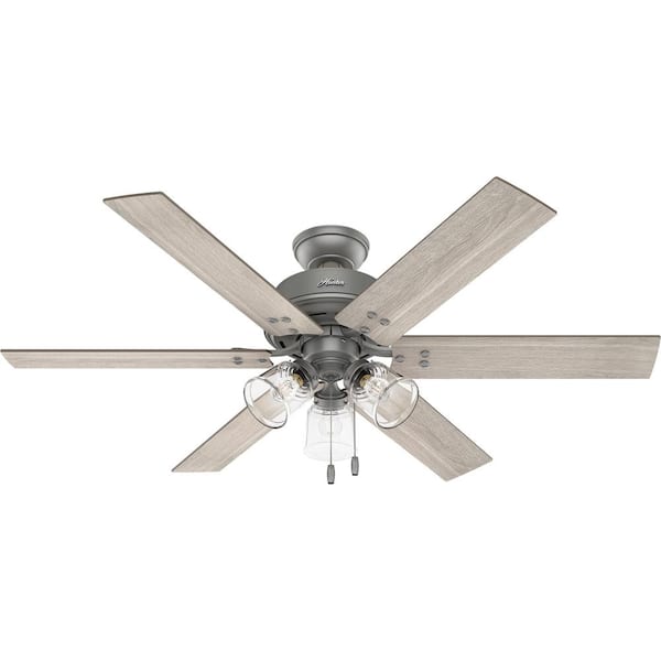 Hunter Hilmouth 52 in. Indoor Matte Silver Ceiling Fan with Light