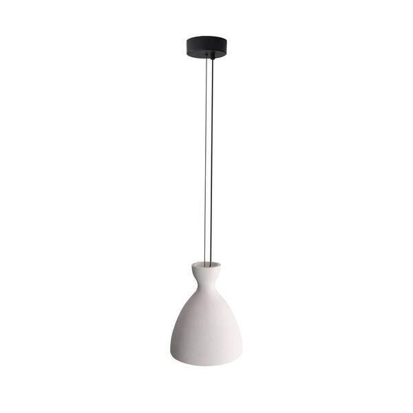 Golden Lighting - Aethera 12-Watt 1 Light White Sandstone Cement Integrated LED Pendant Light with White Sandstone Cement Shade