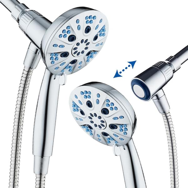 Unbranded Magneton High-Pressure 6-Spray Settings Freestanding Handheld Shower Head Flow Rate 2.5 GPM 4.5 in. Face Chrome Finish