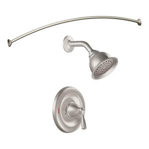 Banbury 1-Spray Single-Handle Shower Faucet in Spot Resist Brushed Nickel with Shower Rod (Valve Included)
