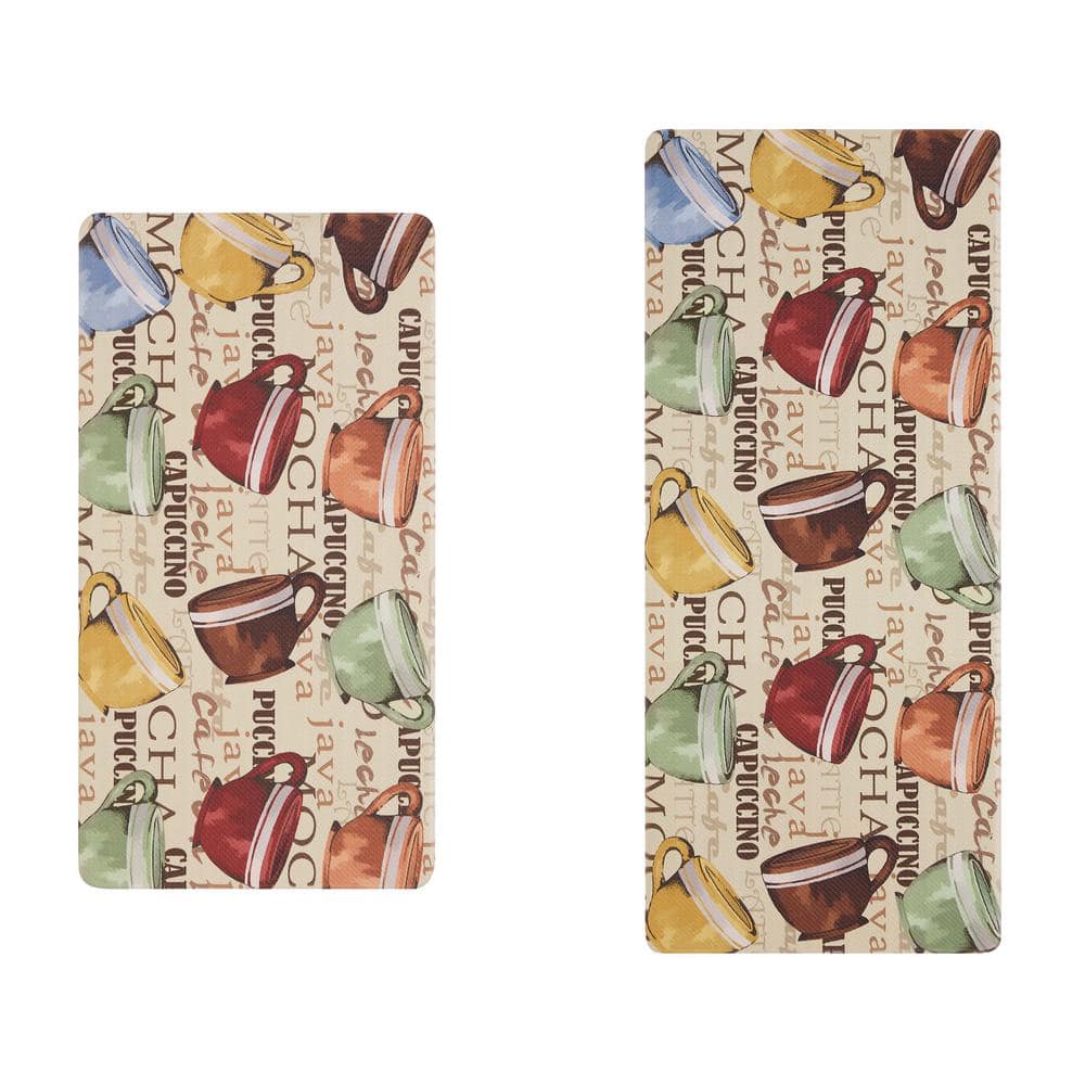 2 Pack Chef's Collection Memory Foam Tapestry Kitchen Mats - Dot