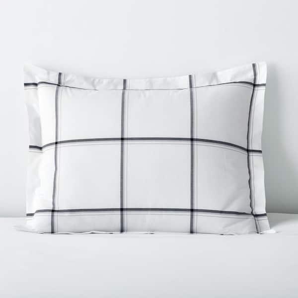 The Company Store Window Pane Plaid Black 200 Thread Count Yarn-Dyed Cotton Percale Standard Sham