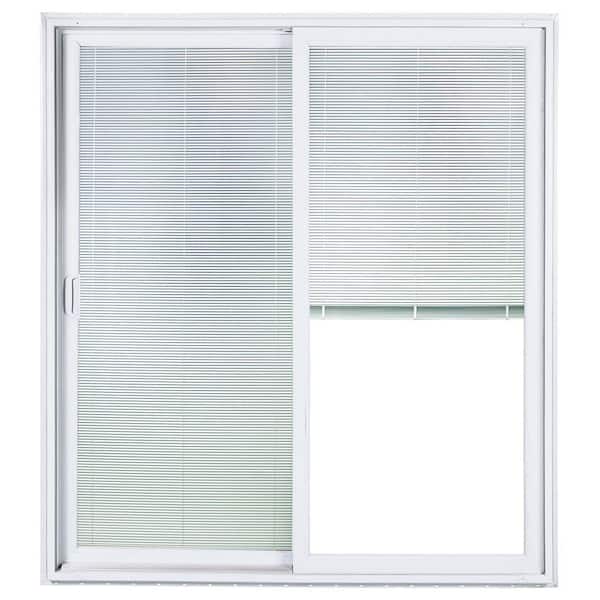 Ply Gem 71 5 In X 79 580 Series White Vinyl Left Hand Sliding Patio Door With Blinds And Lowe Glass Pd - Home Depot Blinds For Sliding Patio Doors