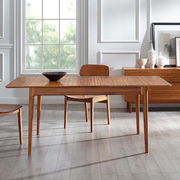 Unbranded Bergen Copper Bamboo 36 in. 4 Legs Extension Dining Table Seats 6