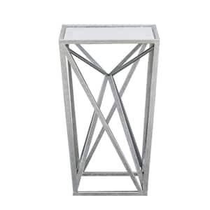 Maxx 7.50 in. Silver Square Glass End Table