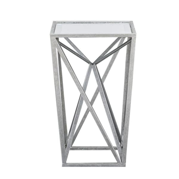Madison Park Maxx 12in. Silver Square Glass End Table