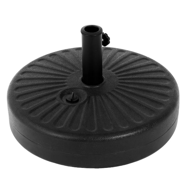 83 lbs. Plastic Patio Umbrella Base in Black, Round Umbrella Base with Steel Pipe for Beach, Garden, Deck, Pool