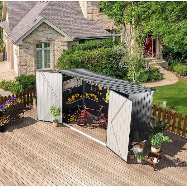 7 ft. W x 3 ft. D Metal Outdoor Storage Shed with 3 Doors for