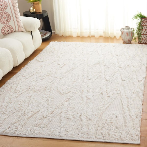 Natura 9 ft. x 12 ft. Ivory Geometric Marle Area Rug