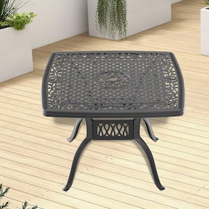 39.37 in. Black Square Cast Aluminum Outdoor Dining Table