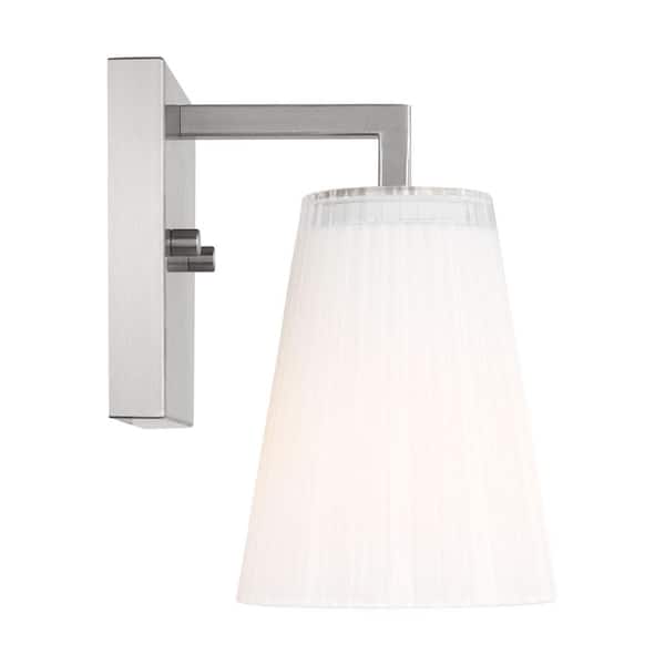 Generation Lighting - Upson 5 in. W x 7.75 in. H 1-Light Brushed Nickel Dimmable Wall Sconce with Glass Shade and No Bulb Included