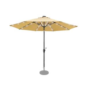 Stella 9 ft. Steel Market Solar Tilt Patio Umbrella in Beige with LED Light