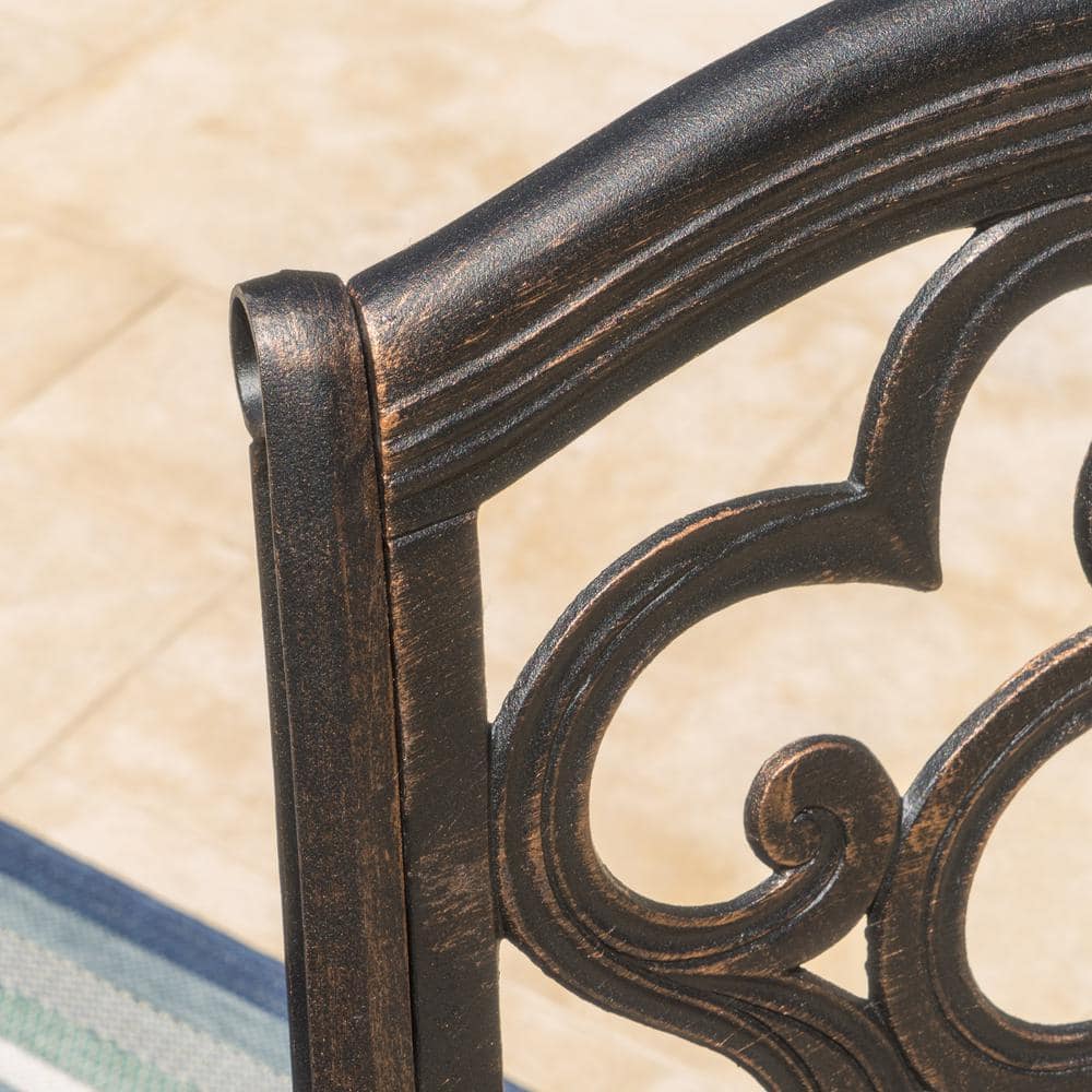 Soft Cloud Patina Copper Cast Aluminum Outdoor Dining Chairs, Set of 2