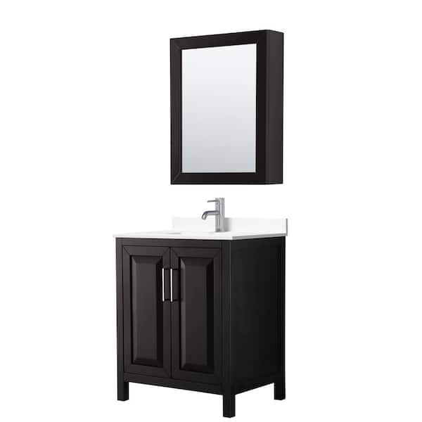 Daria 30 in. W x 22 in. D Single Vanity in Dark Espresso with Cultured Marble Vanity Top in White with Basin and Med Cab
