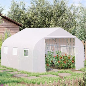 11.5 ft. x 10 ft. x 6.5 ft. Outdoor Walk-in DIY Greenhouse, Tunnel Green House with Roll-up Windows, Zippered Door