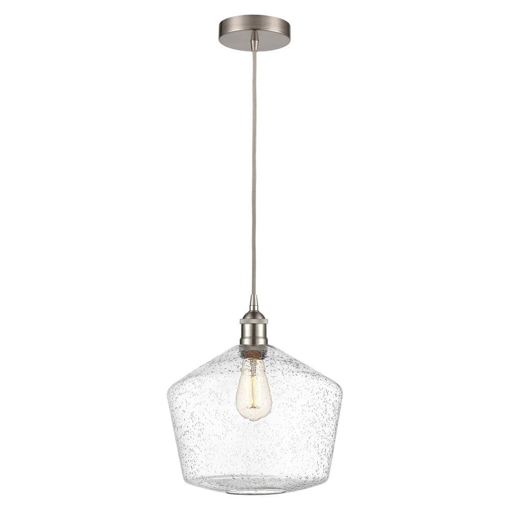 Cindyrella 60-Watt 1-Light Brushed Satin Nickel Shaded Mini Pendant Light with Painted Glass Shade price history on PriceWatchPro