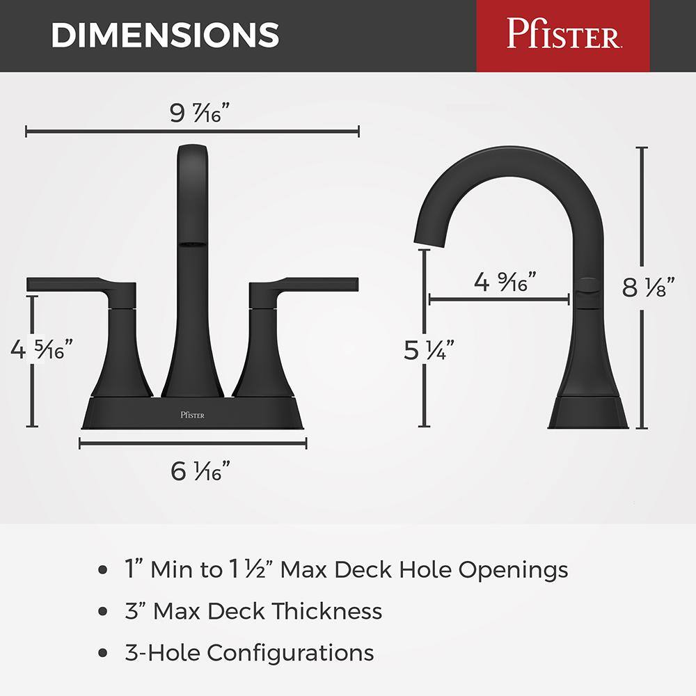 Vaneri Matte Black 4-Inch Centerset Bathroom Faucet with Drain Assembly