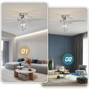 52 in. indoor Chrome Ceiling Fan with Remote Control and Reversible Motor