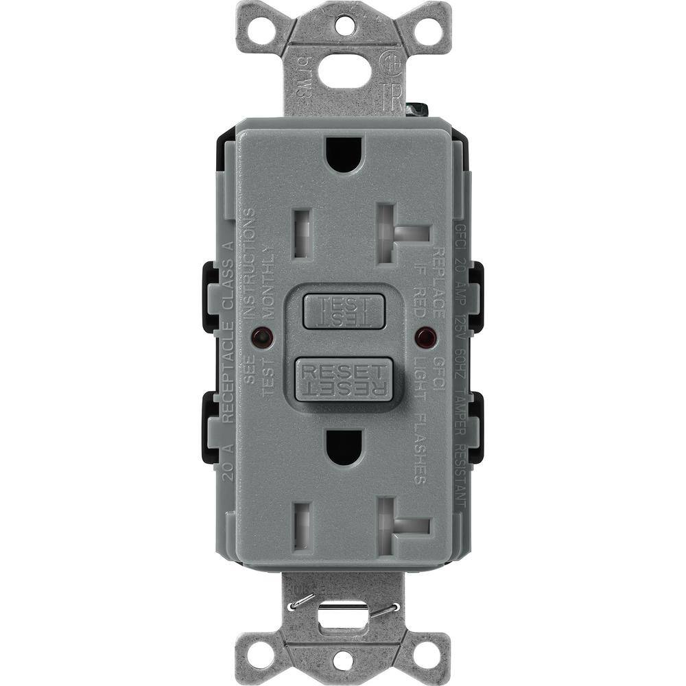 Lutron Claro 20Amp Tamper Resistant Duplex Receptacle, Slate (SCR20GFSTSL) SCR20GFSTSL