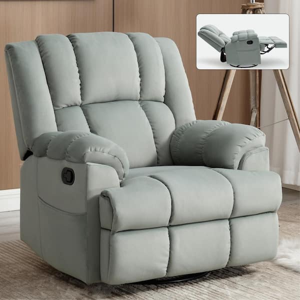 LUCKY ONE Green Polyester Swivel Rocker Recliner for Living Room