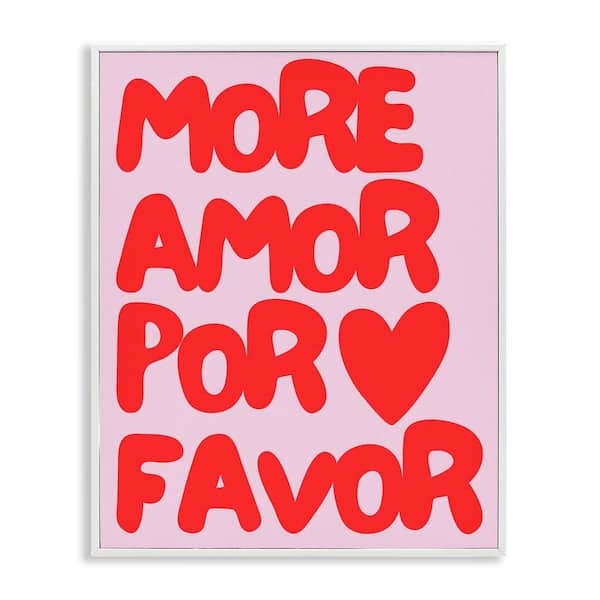 Stupell Industries Red and Pink More Amor by House of Lulu White Framed Typography Giclee Art Print 14 in. x 11 in.