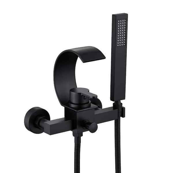 CASAINC Single Handle 2-Spray Wall Mounted Tub and Shower Faucet 1.8 GPM in. Matte Black (Valve Included)