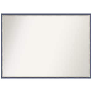 Theo Blue Narrow 39.25 in. x 28.25 in. Non-Beveled Modern Rectangle Wood Framed Wall Mirror in Blue