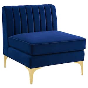 Triumph Channel Tufted Performance Velvet Armless Chair in Navy