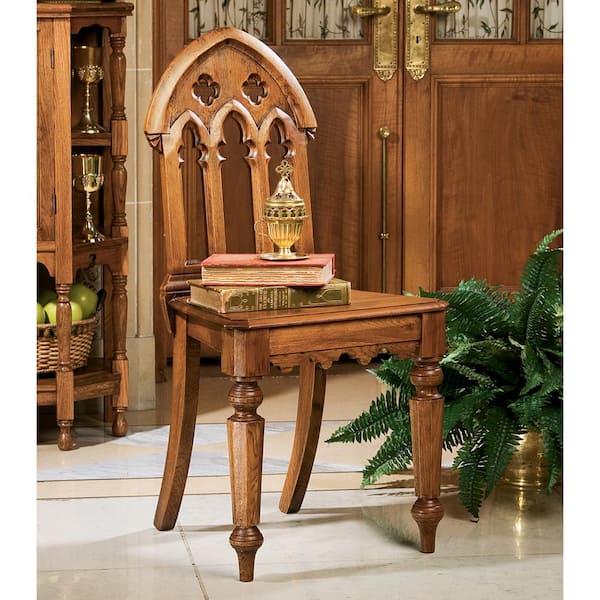 Design Toscano The Abbey Walnut Mahogany Revival Dining Chair (Set of 2)