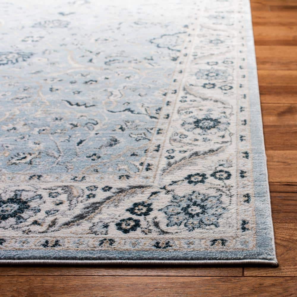 Isabella Light Blue and Cream Synthetic Rectangular Area Rug