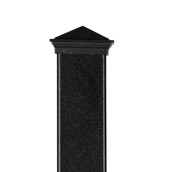 8-ft H x 2-in W Black Galvanized Steel Decorative Universal Fence Post