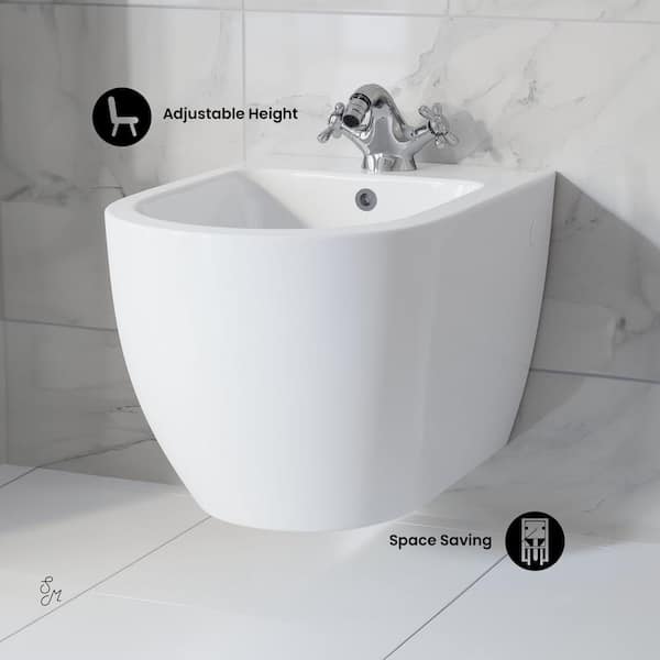 Swiss Madison St. Tropez Wall Hung Elongated Bidet in Glossy White