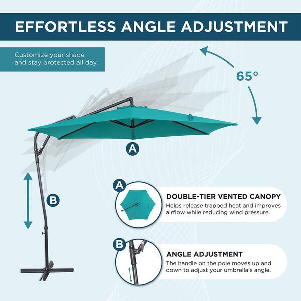 10 foot patio umbrella with solar lights manual Best Choice Products 10ft LED Offset Hanging Outdoor Market w/ Adjustable Tilt Use it in the day and turn your outdoor dining area into a shaded lounge for family and friends 10 ft 360? Rotation Solar